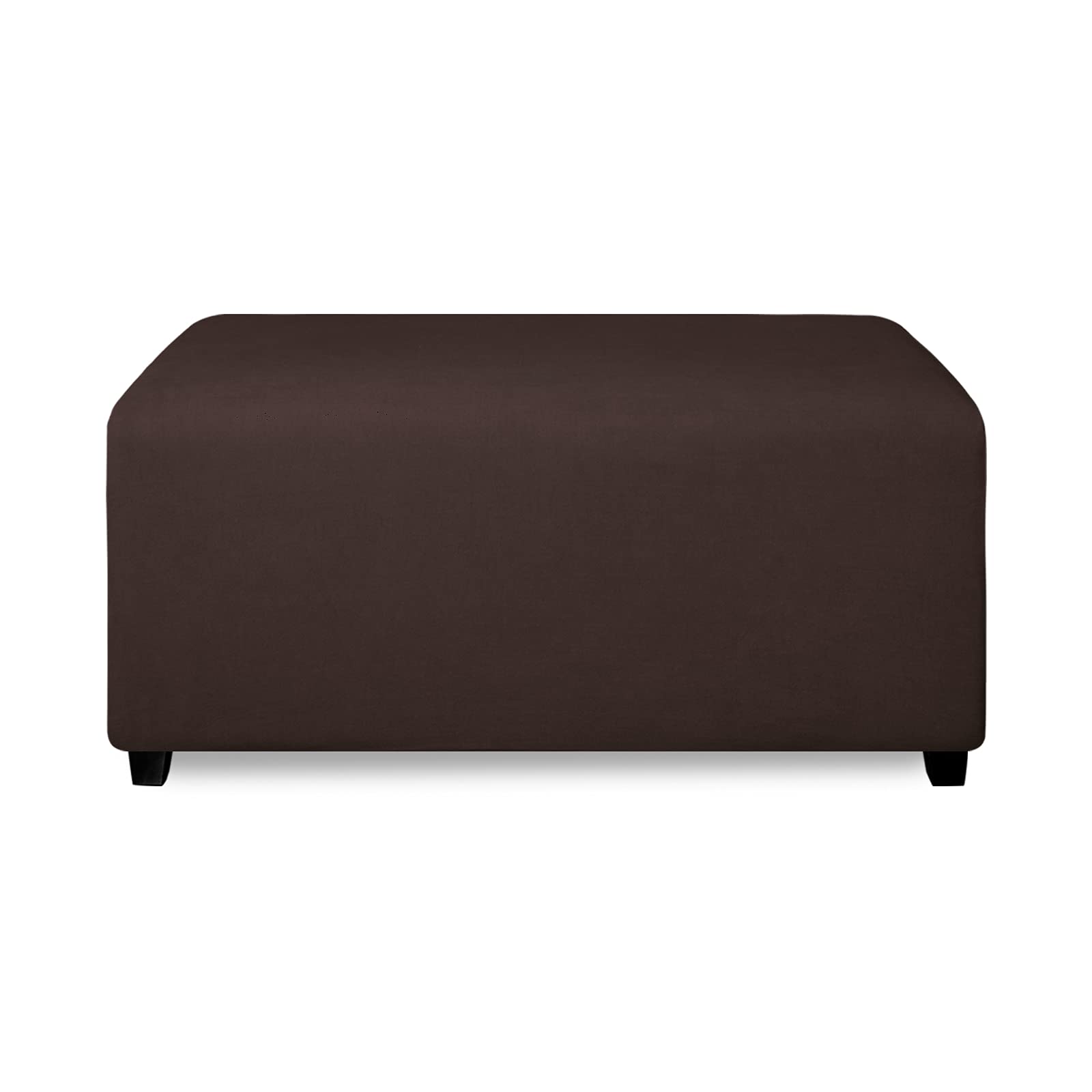 Purefit Super Stretch Soft Form Fit Ottoman Cover Rectangle - Ottoman Slipcovers For Foot Stool & Folding Storage Furniture For Living Room With Nonslip Elastic Bottom (Medium, Chocolate)